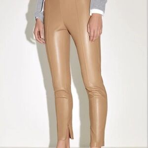 Zara Mid Rise Tan Beige Skinny Leather Pants Size Small NWT